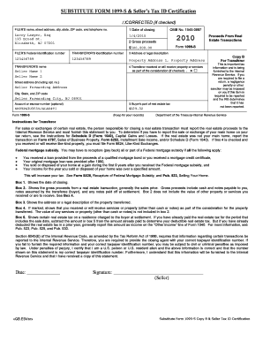 Substitute Form 1099 S PDF