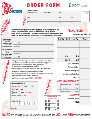 ORDER FORM Chocshop