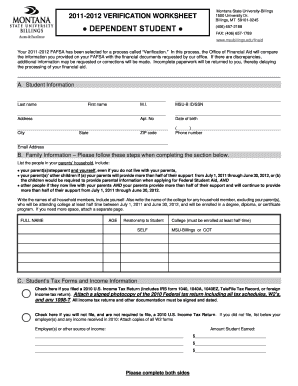 DEPENDENT STUDENT Msubillings  Form