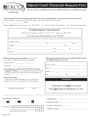 Mccc Transcript  Form