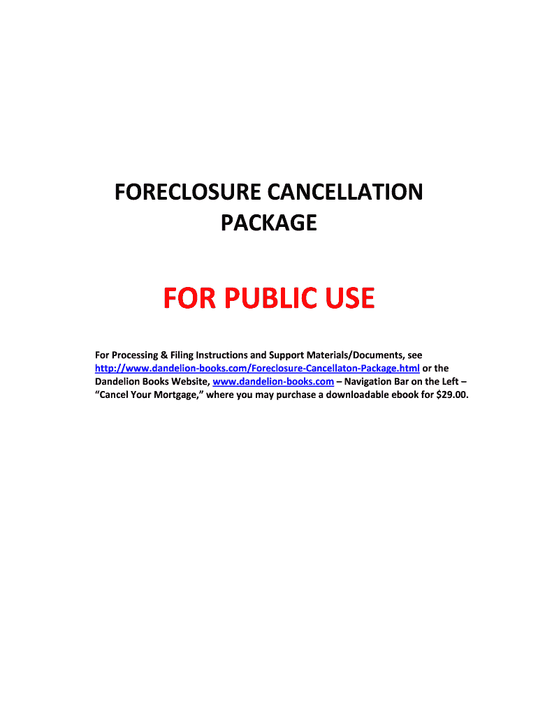 Dandelion Foreclosures Cancellation Form