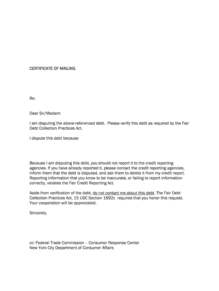 Printable Credit Dispute Letters  Form