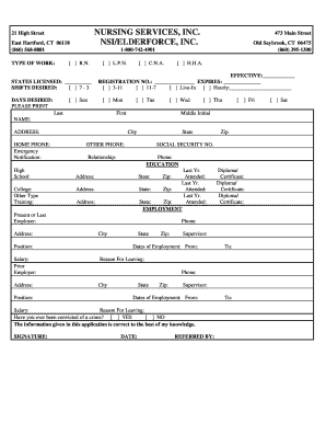 21 High Street NURSING SERVICES, INC  Form