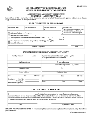 RP 305 1211Agricultural Assessment Program Rp305  Form