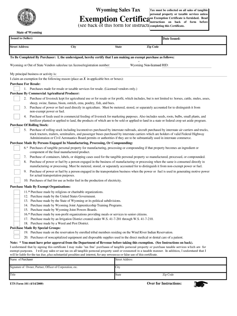  Ets Form 101 2000