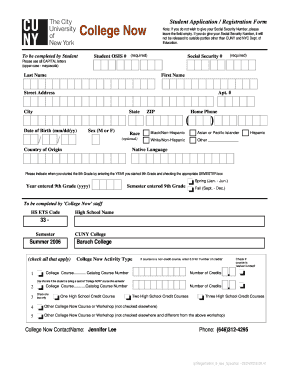  College Now Registration Form Baruch College CUNY Baruch Cuny 2006-2024
