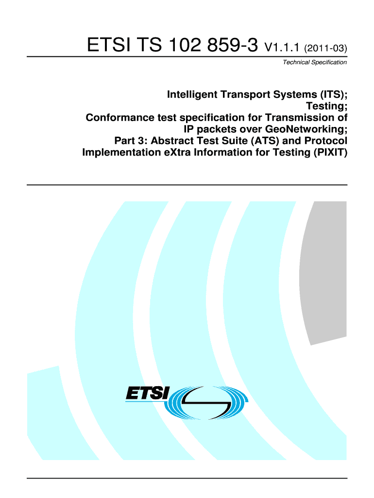 TS 102 859 3 V1 1 1 Intelligent Transport Systems ITS Etsi  Form