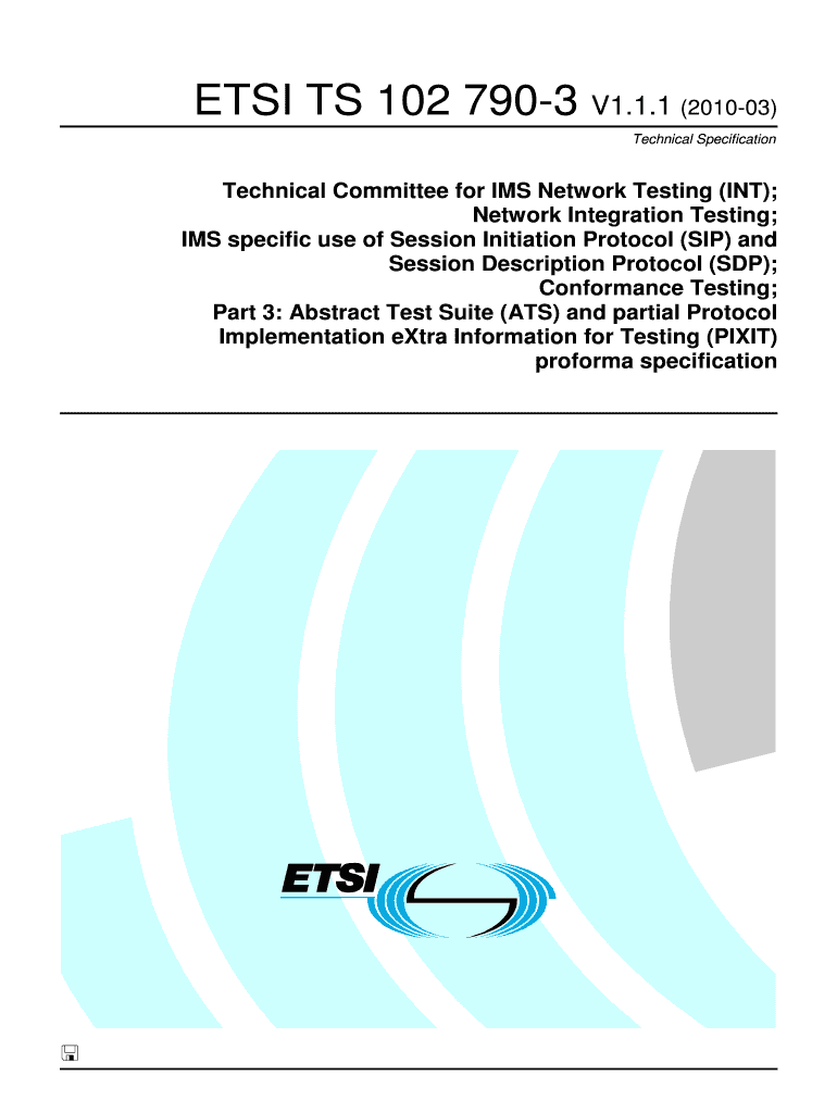 TS 102 790 3 V1 1 1 Technical Committee for IMS Network ETSI Etsi  Form