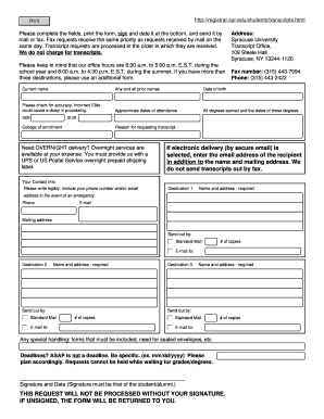 Spalding University Transcript Request  Form