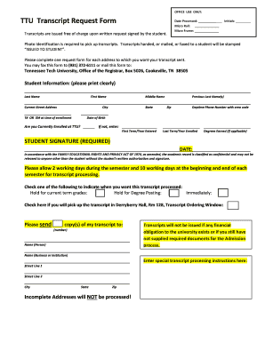 Tn Tech Transcript Request Form