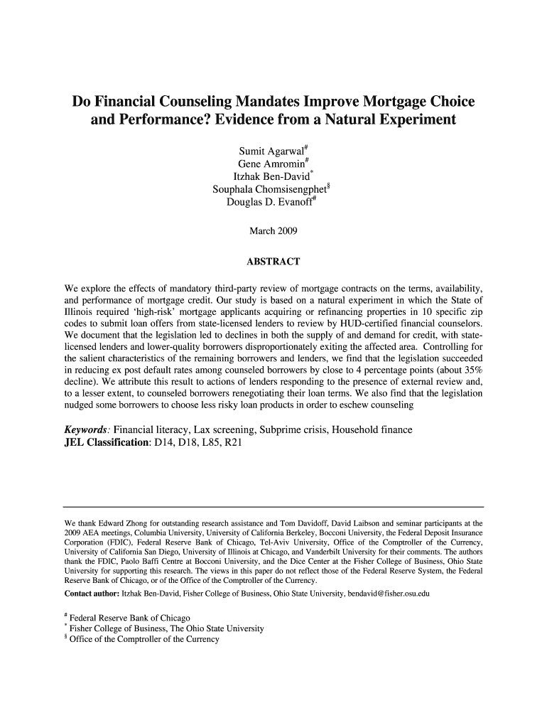 Do Financial Counseling Mandates Improve Mortgage Choice and Frbatlanta  Form