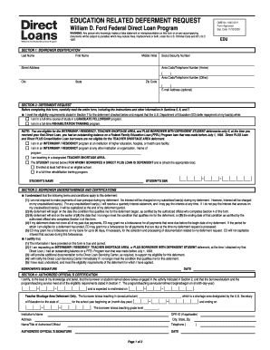 EDUCATION RELATED DEFERMENT REQUEST William D Csupomona  Form