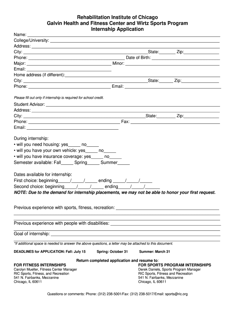 Rehabilitation Institute of Chicago  Form