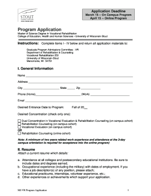 Program Application Uwstout  Form