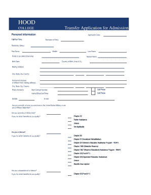 Transfer Application for Admission Hood College Apply Hood  Form