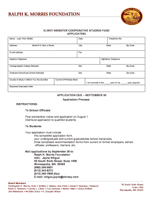 ELROY WEBSTER COOPERATIVE STUDIES FUND APPLICATION Ralphkmorrisfoundation  Form