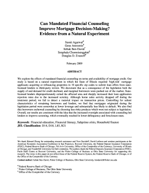 Can Mandated Financial Counseling Improve Mortgage Decision Rady Ucsd  Form