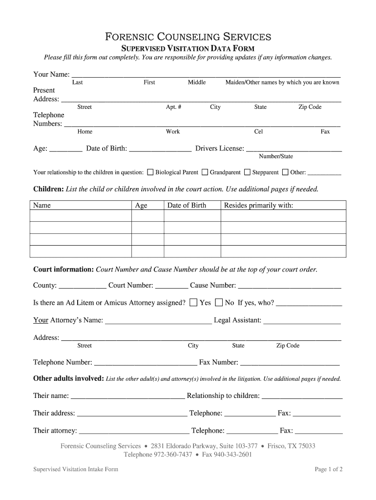 Supervised Visitation Forms