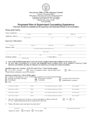 Proposed Plan of Supervision Lac Nj  Form