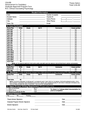 Thesis Psychology Csusb  Form