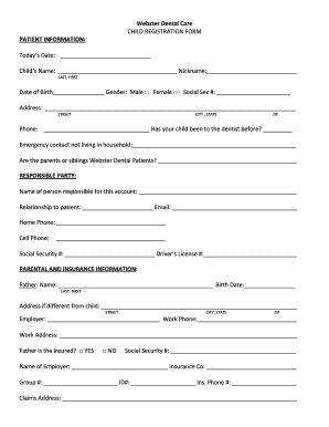 Childs Registration Form