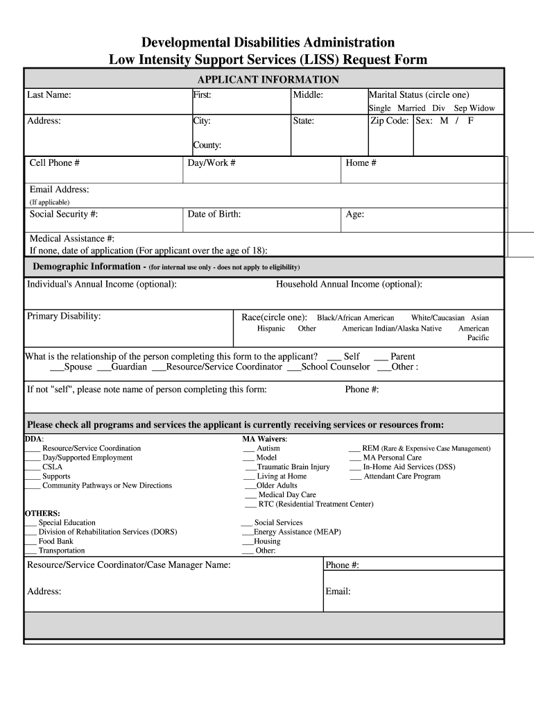  Liss Request Form 2011