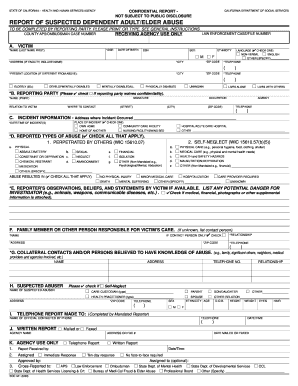 Suspected Dependent Adultelder Abuse Report Fillable Form