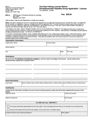 Wisconsin Online Fishing License  Form