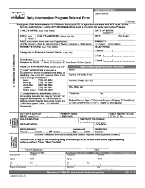 Nyc Early Intervention Forms