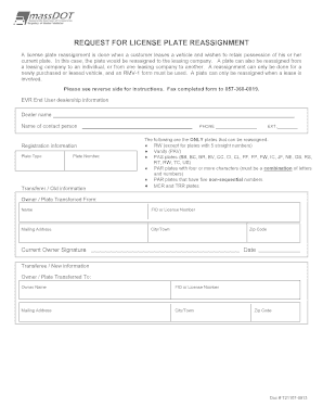  Plate Reassignment 2013