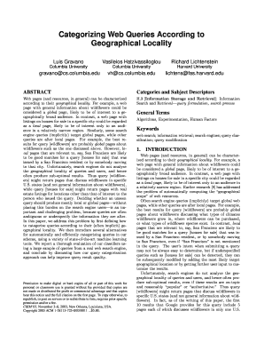 Categorizing Web Queries According to Geographical Locality PDF Aminer  Form