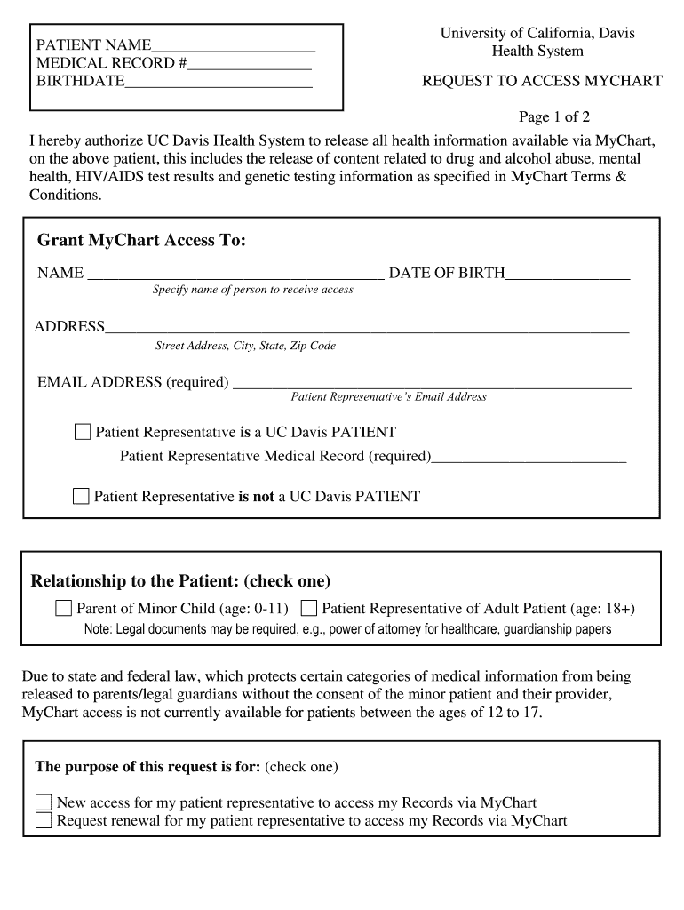 Mychart Ucdavis Edu Mychart  Form