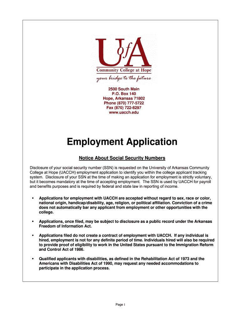 Arkansas Application Job  Form