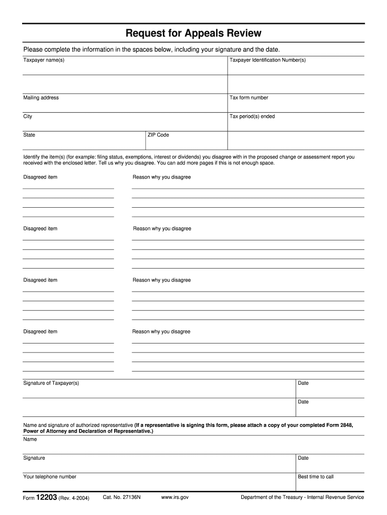  Irs Form 12203 2004