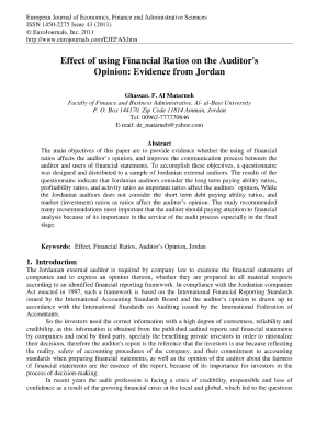 Academic Journal the Effects of Using Financial Ratios on Auditor Opinion Form