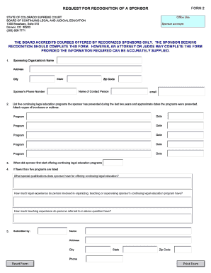 Form 2 Request for Recognition of a Sponsor Colorado Supreme