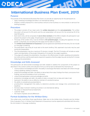 International Business Plan Sample PDF Deca  Form