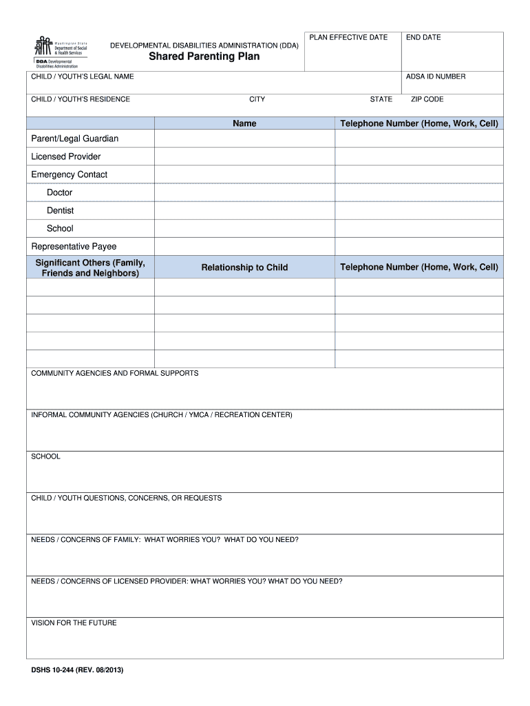 Get and Sign Parenting Plan Wa  Form 2013-2022