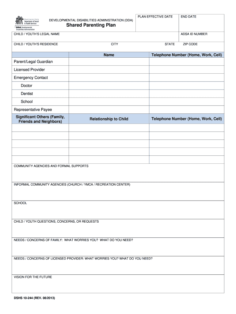  Parenting Plan Wa  Form 2013