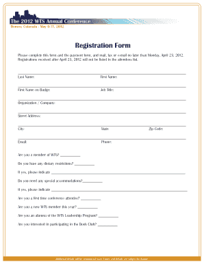 Registration Form Wtsinternational
