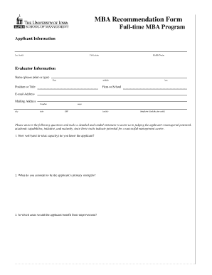 FT Rec Form Henry B Tippie College of Business Tippie Uiowa