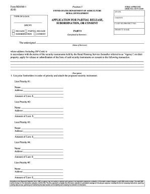 Usda Application for Partial Release Form