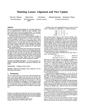 Matching Lenses Alignment and View Update Cornell University Cs Cornell  Form