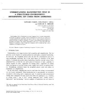 UNDERSTANDING HANDWRITTEN TEXT in a Jonathan J Hull  Form