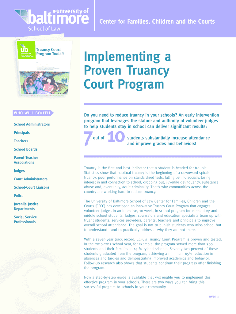 Implementing a Proven Truancy Court Program Law Ubalt  Form