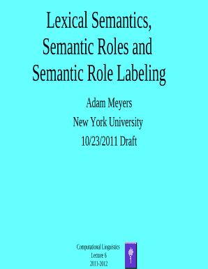 Lexical Semantics, Semantic Roles and NYU New York University Cs Nyu  Form