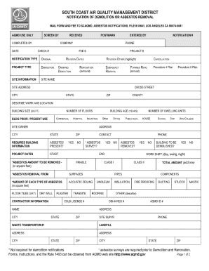 Aqmd Demolition Notification  Form