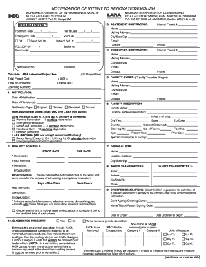 Notification of Intent to Renovatedemolish Form