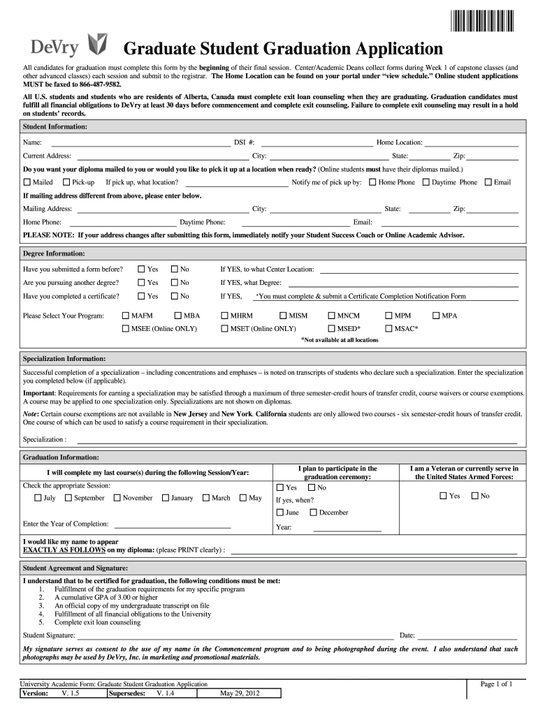 GRADUATION NOTIFICATION  Orl Devry  Form