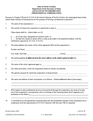 PROFESSIONAL CORPORATION North Carolina Psychology Board Ncpsychologyboard  Form